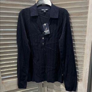 NWT Nautica woman’s  Navy Cable Knit Polo